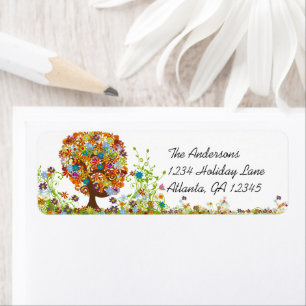 Flower Tree Swirl Return Address