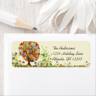 Flower Tree Swirl  Return Address