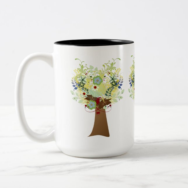 Flower Tree Two-Tone Coffee Mug (Left)