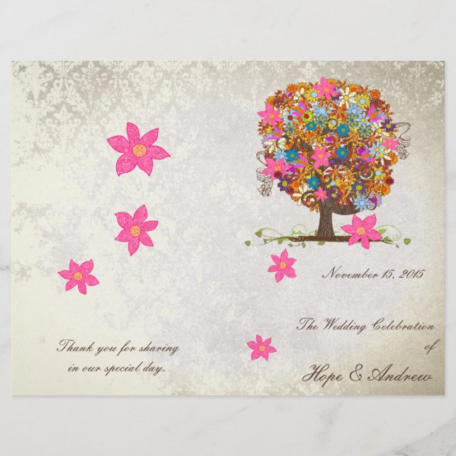 Flower Tree Wedding Program (Front)