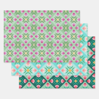 Flower trio wrapping paper sheet