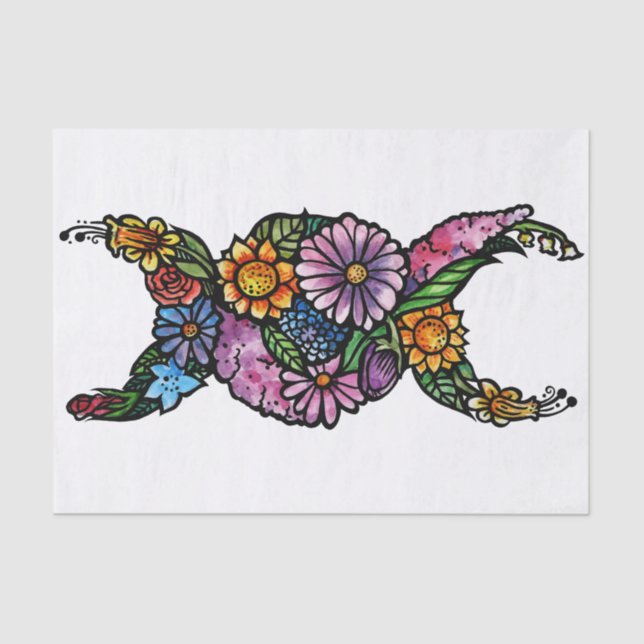 Flower Triple Moon Symbol Blessed Be Tissue Paper (Front)