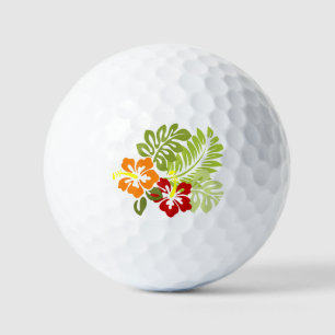 Flower Tropical Leaves Hibiscus Hawaii Red Orange. Golf Balls