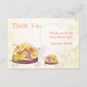 Flower Turtles Baby Shower Thank You Card