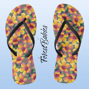 Flower 🌼 Unique Cute Funny Floral Design Pattern Flip Flops