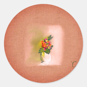 Flower vase art  classic round sticker