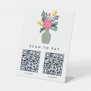 FLOWER VASE Custom Florist Market QR Scan to Pay Pedestal Sign