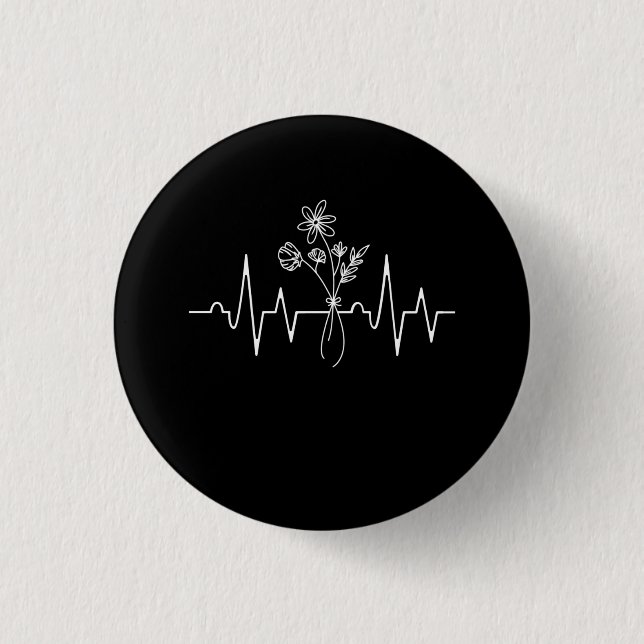 Flower Vase Flowers Heartbeat 1 Inch Round Button (Front)