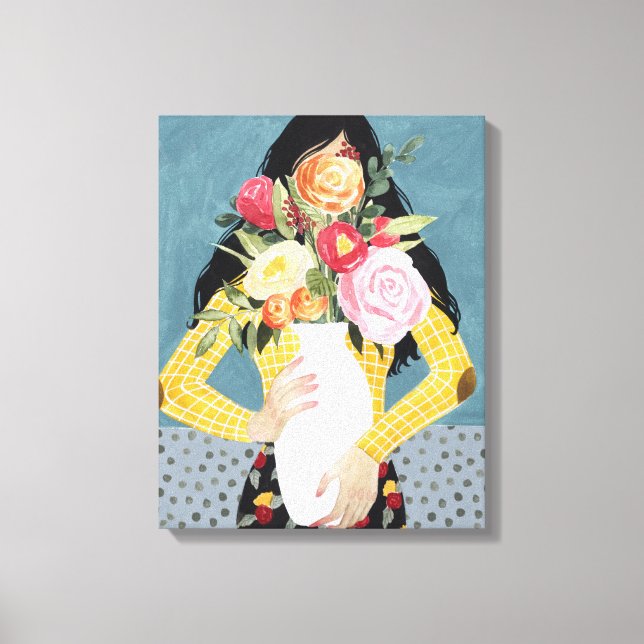 Flower Vase Girl Canvas Print (Front)