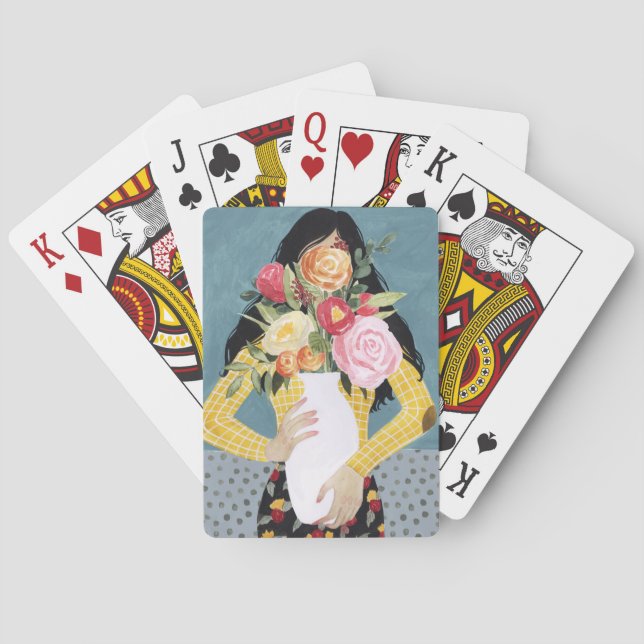 Flower Vase Girl Playing Cards (Back)