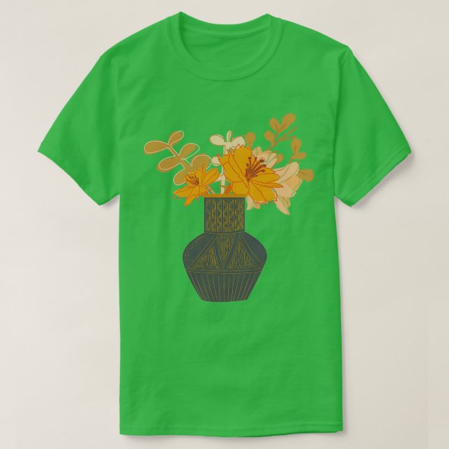 Flower Vase Illustration T-Shirt (Design Front)
