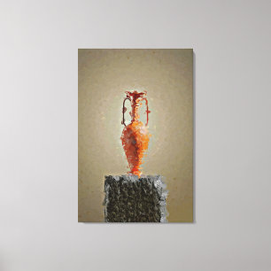 Flower Vase on Rustic Wooden Tree Slice Canvas Print