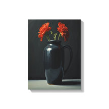Flower Vase Portrait Canvas Wall Art 