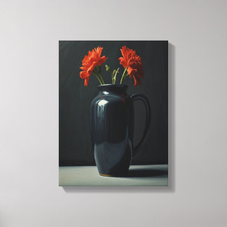 Flower Vase Portrait Canvas Wall Art 