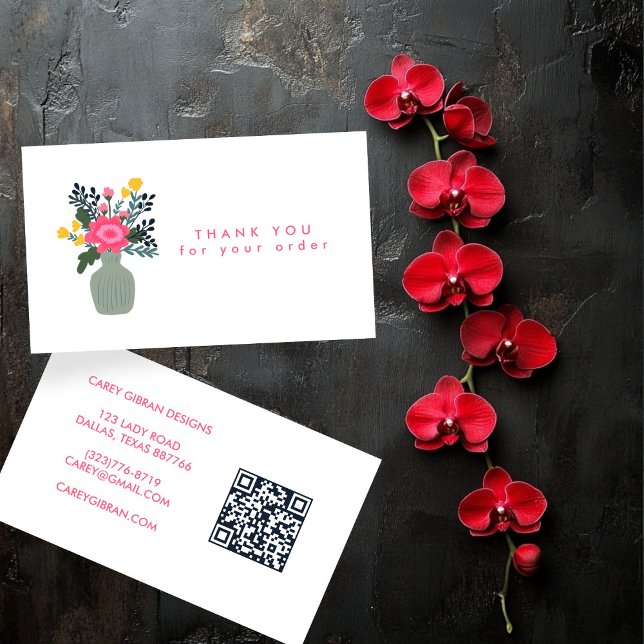 FLOWER VASE QR Code Order Thank You Custom Business Card (FLOWER VASE QR Code Order Thank You Custom Business Card
)