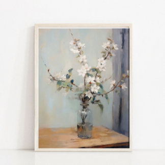 Flower Vase Still Life Painting, Vintage Kitchen P Poster