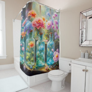 Flower vases filled with stunning, vibrant blooms,