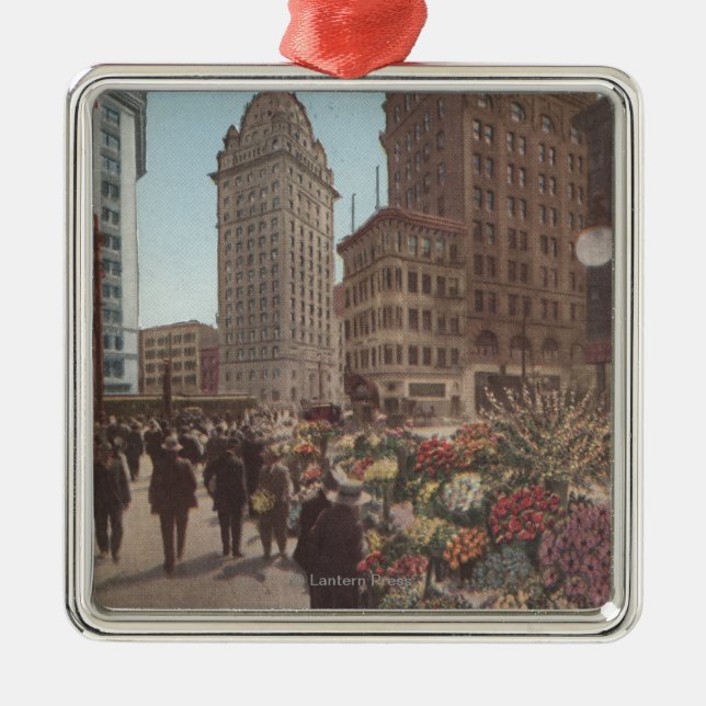 Flower Vendors, Kearny & Market Streets Metal Ornament (Front)