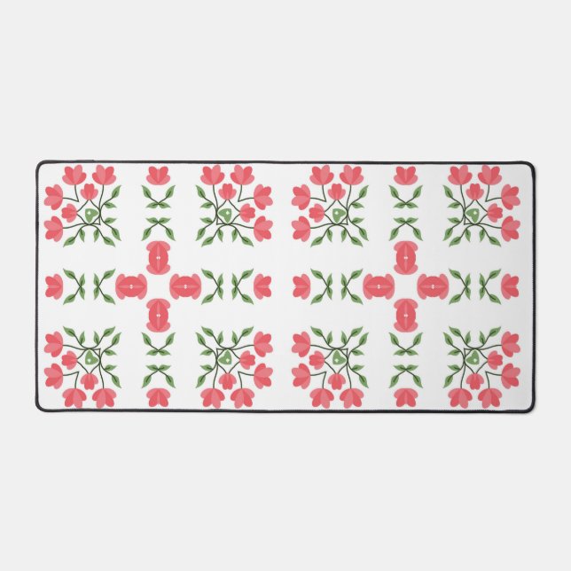 Flower Vine Grid Seamless Vector Pattern" designed Desk Mat (Front)