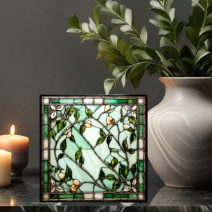 Flower Vine Stained-Glass Look Tile