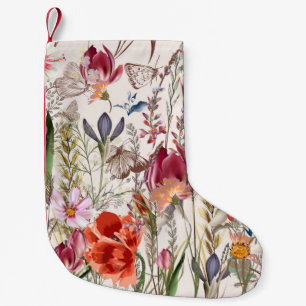 Flower vintage pattern with assorted plants. Vinta Small Christmas Stocking