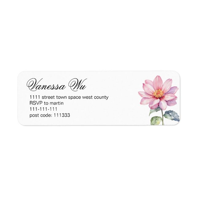 flower water colour painting return adress (Front)