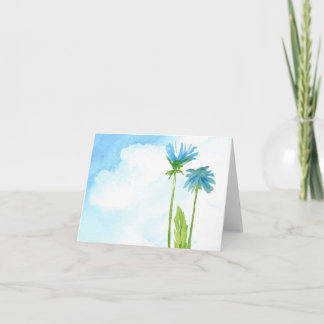 Flower watercolor blank note card. card