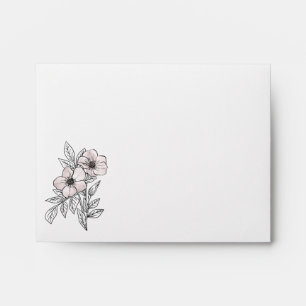 Flower watercolor line art, aesthetic element envelope
