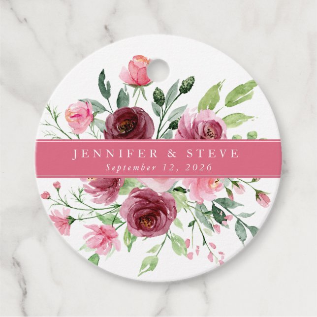 Flower Wedding Circle Gift Tags (Front)