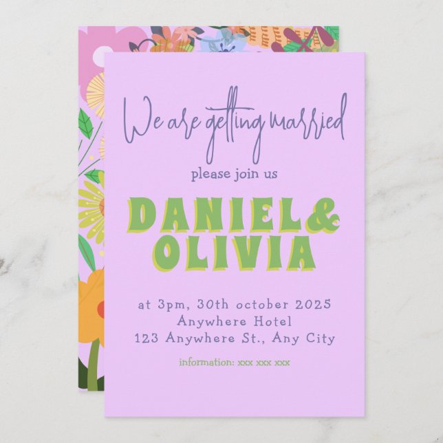 Flower Wedding Invitation (Front/Back)