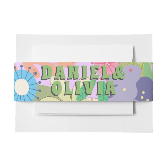 Flower Wedding Invitation Belly Band (Front Example)