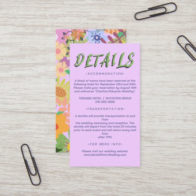 Flower Wedding Programs Business Card (Front/Back In Situ)