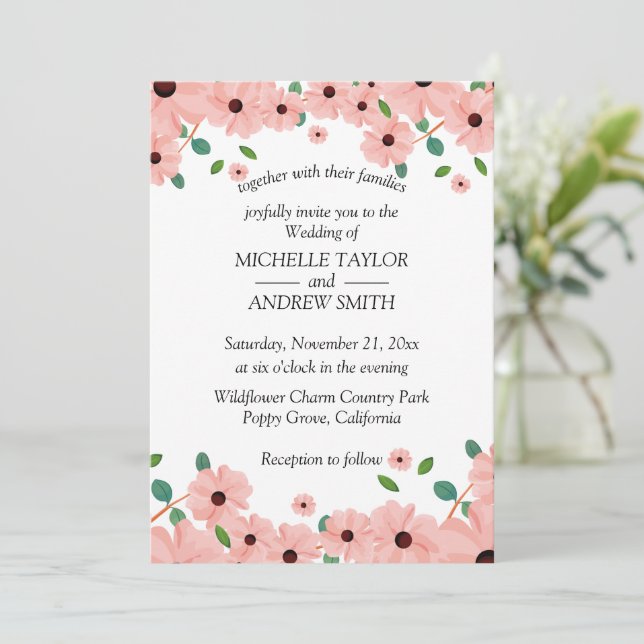 Flower Wedding Vector Invitation  (Standing Front)