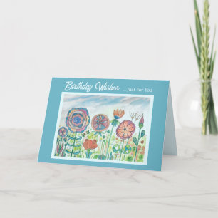 Flower Whimsy Colorful Birthday Card