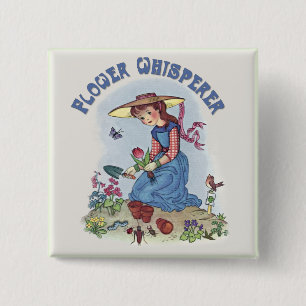 Flower Whisperer 2 Inch Square Button
