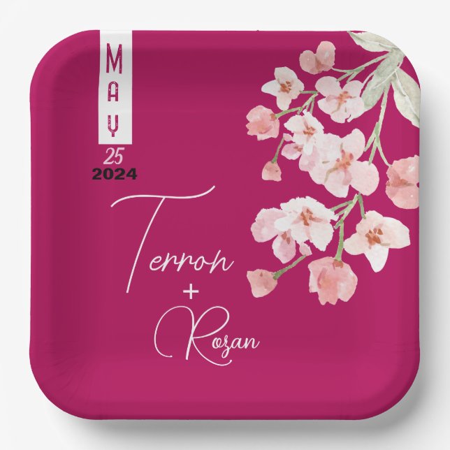 Flower wine paper plate (Front)