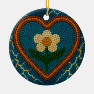 Flower with Beads and Thunder Ceramic Ornament