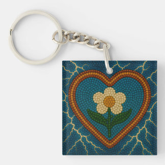 Flower with Beads and Thunder Keychain