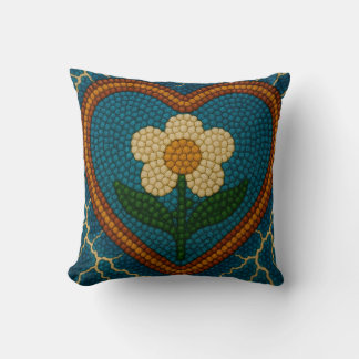 Flower with Beads and Thunder Throw Pillow