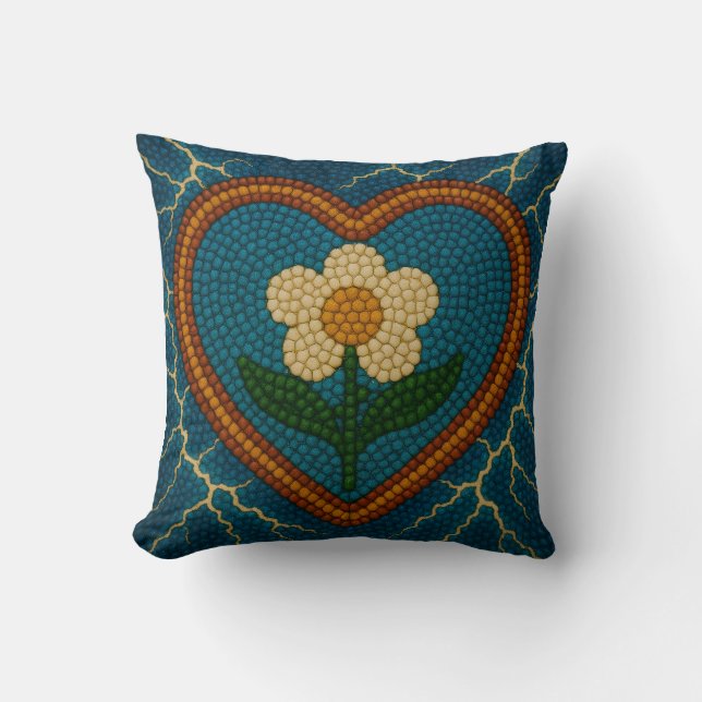Flower with Beads and Thunder Throw Pillow (Front)