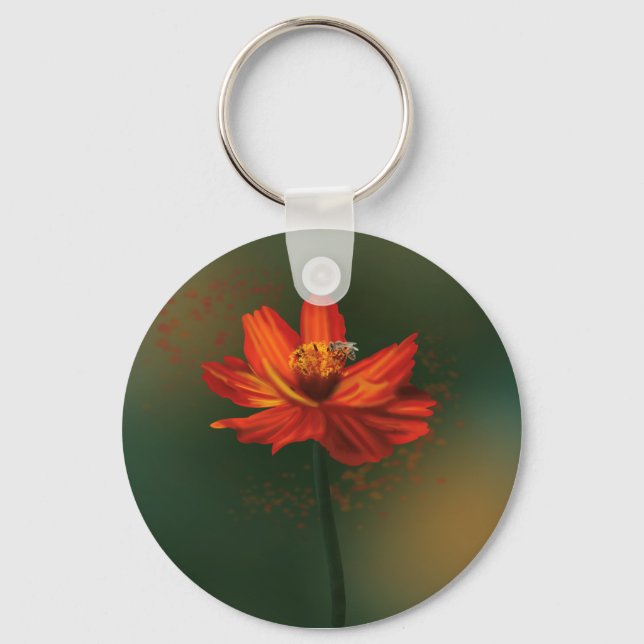 Flower with bee keychain (Front)