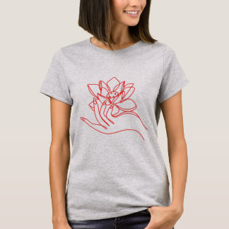 Flower with hand  Women Basic T-Shirt. T-Shirt