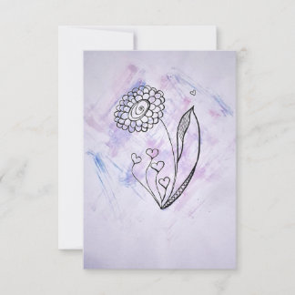 Flower with Hearts Thank you card