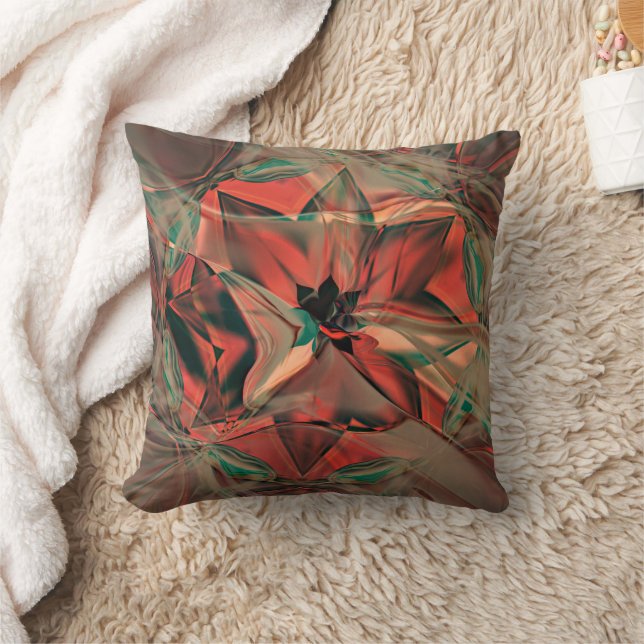Flower with petal offset in warm orange to sepia   throw pillow (Blanket)