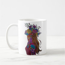 Flower Woman Floral Silhouette Mug