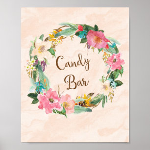 Flower Wreath Candy Bar Wedding Poster Print