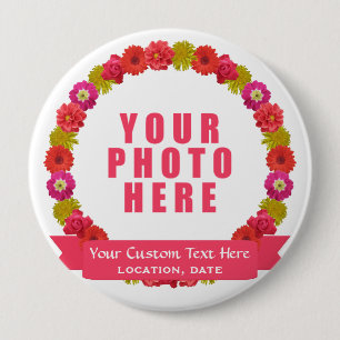 Flower Wreath custom photo & text button