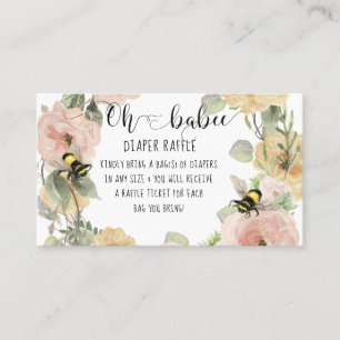 Flower Wreath Oh Babee Bumblebee Diaper Raffle Business Card
