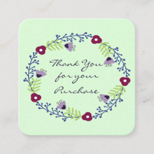 Flower Wreath Thank You Purchase Cards