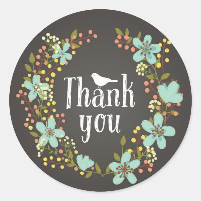 Flower Wreath Thank You Sticker (Front)